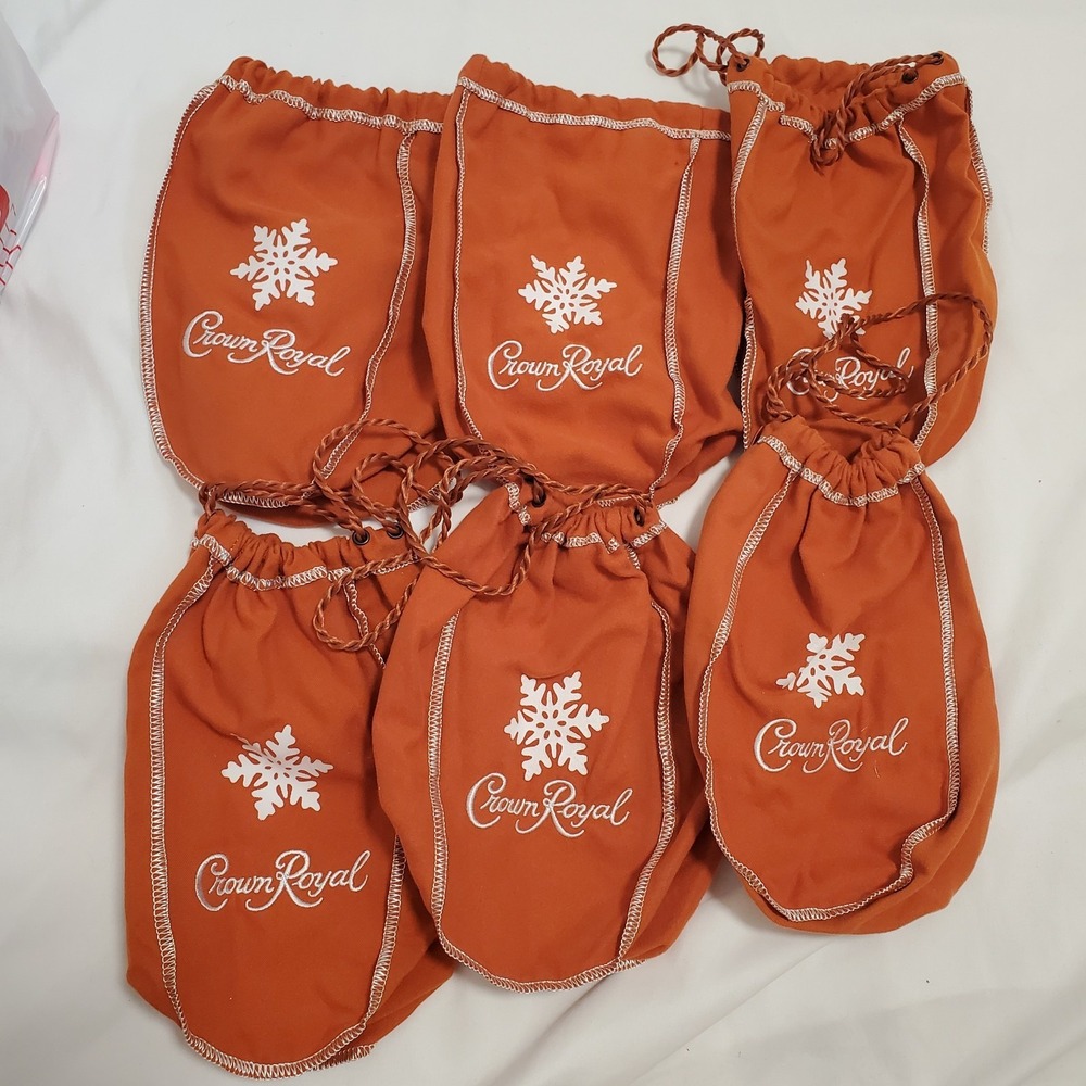 Lot Of 6 Crown Royal Salted Caramel Snowflake Drawstring Bags